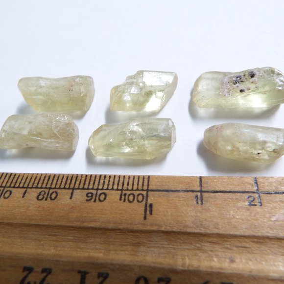 6pcs 68ct double terminated yellow apatite rough gemstone crystal lot mexico - Picture 3 of 7